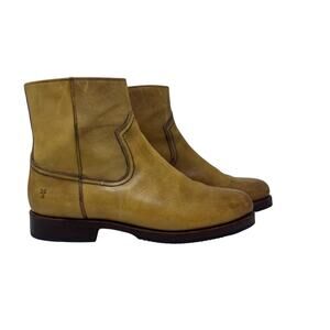 Frye Short Sawyer Boots Men's 10.5 Vintage Honey Tan Toe Zip Up USA Brown